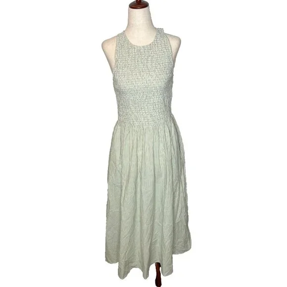 Madewell Womens $118 The Melody Smocked Midi Dress in Stripe Size XXS NP125 - Picture 3 of 9